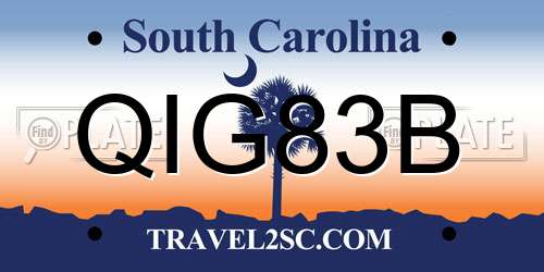 QIG83B South Carolina License Plate