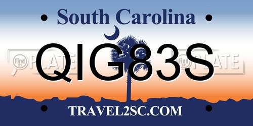QIG83S South Carolina License Plate