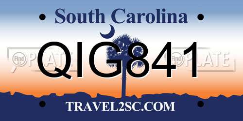 QIG841 South Carolina License Plate