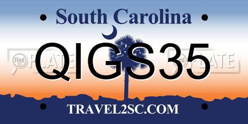 QIGS35 South Carolina License Plate