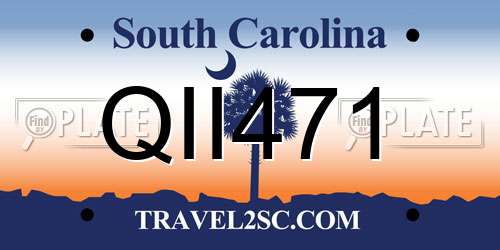 QII471 South Carolina License Plate