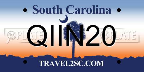 QIIN20 South Carolina License Plate