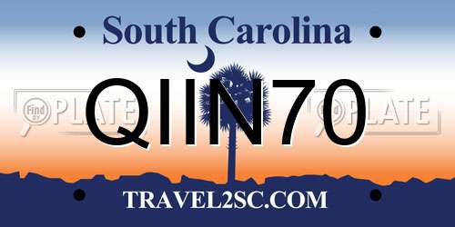 QIIN70 South Carolina License Plate