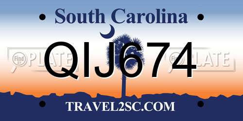 QIJ674 South Carolina License Plate