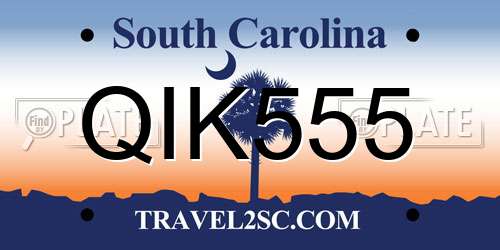 QIK555 South Carolina License Plate