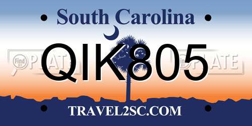 QIK805 South Carolina License Plate