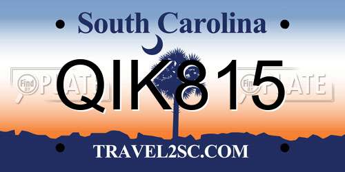 QIK815 South Carolina License Plate