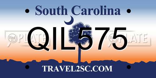 QIL575 South Carolina License Plate