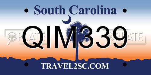 QIM339 South Carolina License Plate