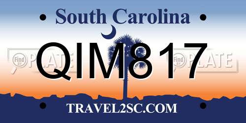 QIM817 South Carolina License Plate