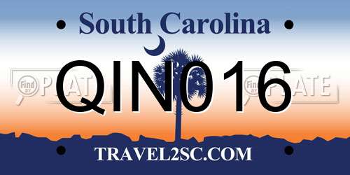 QIN016 South Carolina License Plate