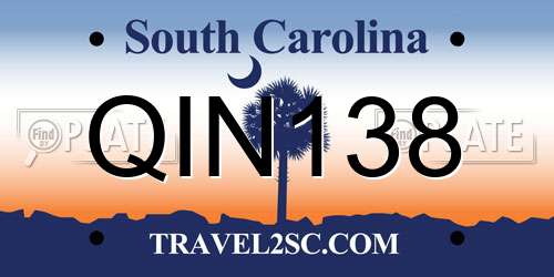 QIN138 South Carolina License Plate