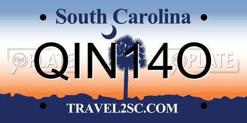 QIN14O South Carolina License Plate