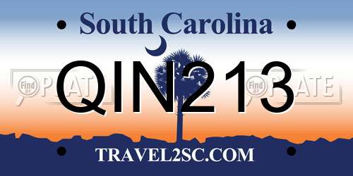 QIN213 South Carolina License Plate
