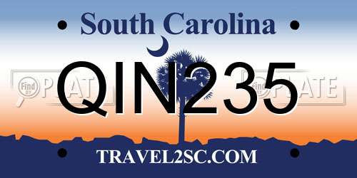 QIN235 South Carolina License Plate