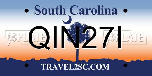 QIN27I South Carolina License Plate