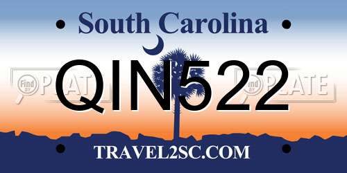 QIN522 South Carolina License Plate