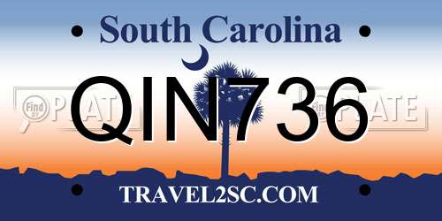 QIN736 South Carolina License Plate