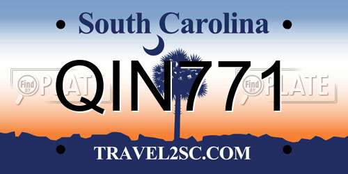 QIN771 South Carolina License Plate