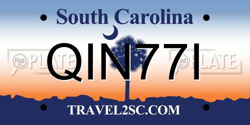 QIN77I South Carolina License Plate
