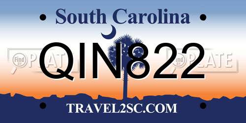 QIN822 South Carolina License Plate