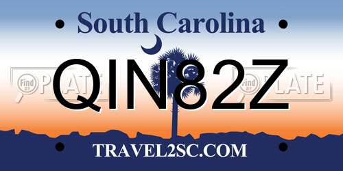 QIN82Z South Carolina License Plate