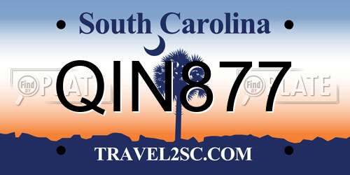 QIN877 South Carolina License Plate
