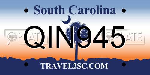 QIN945 South Carolina License Plate