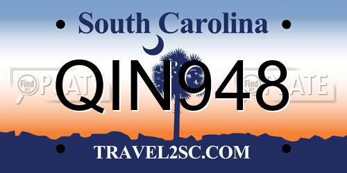 QIN948 South Carolina License Plate