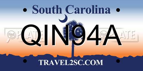 QIN94A South Carolina License Plate