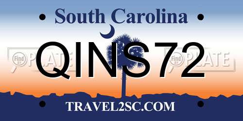 QINS72 South Carolina License Plate