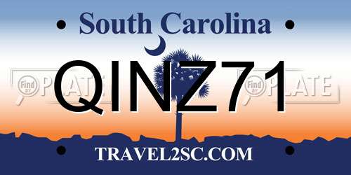 QINZ71 South Carolina License Plate