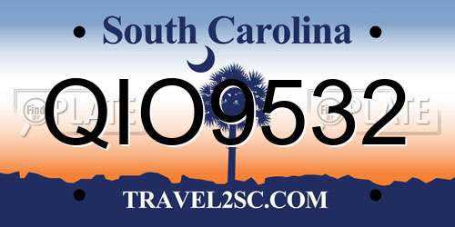 QIO9532 South Carolina License Plate