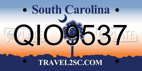 QIO9537 South Carolina License Plate