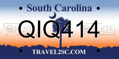 QIQ414 South Carolina License Plate