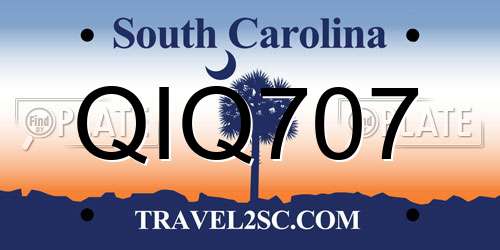 QIQ707 South Carolina License Plate