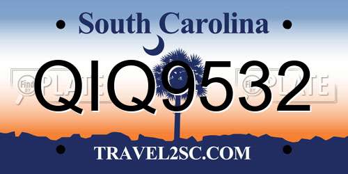 QIQ9532 South Carolina License Plate
