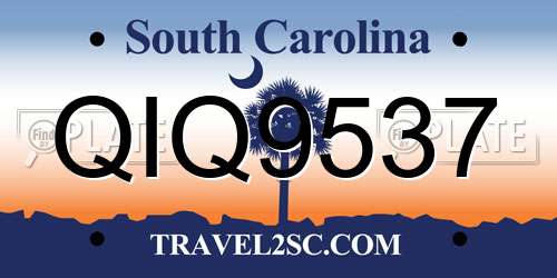 QIQ9537 South Carolina License Plate