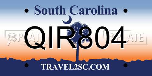 QIR804 South Carolina License Plate