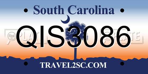 QIS3086 South Carolina License Plate