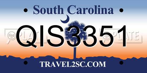 QIS3351 South Carolina License Plate