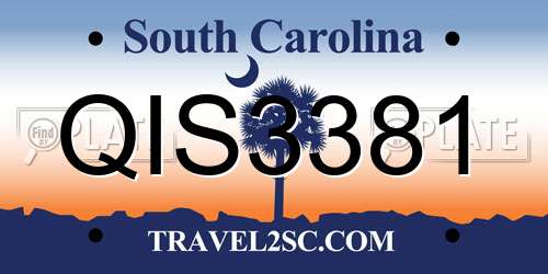 QIS3381 South Carolina License Plate