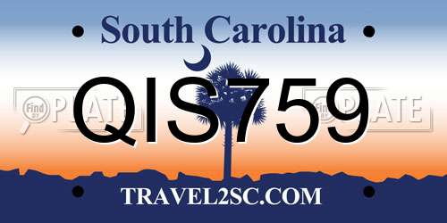 QIS759 South Carolina License Plate