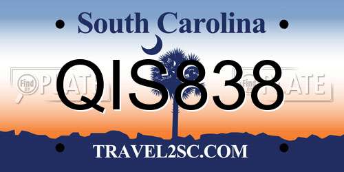 QIS838 South Carolina License Plate