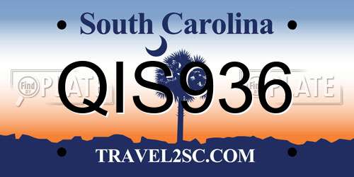 QIS936 South Carolina License Plate