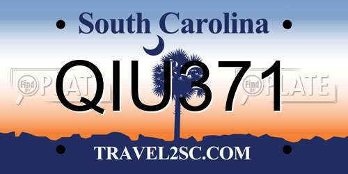 QIU371 South Carolina License Plate