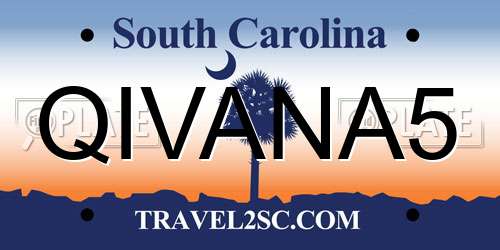 QIVANA5 South Carolina License Plate