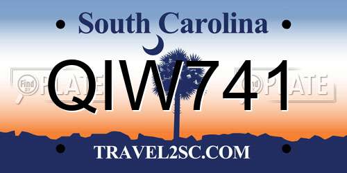QIW741 South Carolina License Plate
