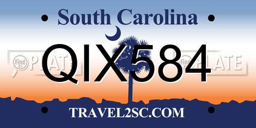 QIX584 South Carolina License Plate