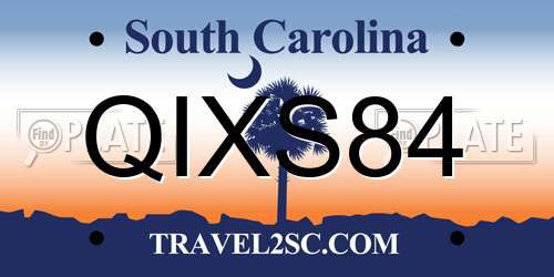 QIXS84 South Carolina License Plate